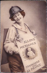 Affiche de propagande pour la mobilisation des femmes au travail pendant la première Guerre mondiale.