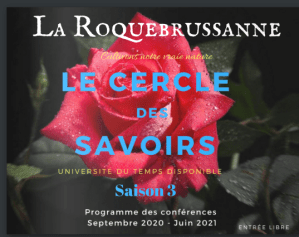 Affiche du Cercle des Savoirs saison 2020-2021 de La Roquebrussanne.