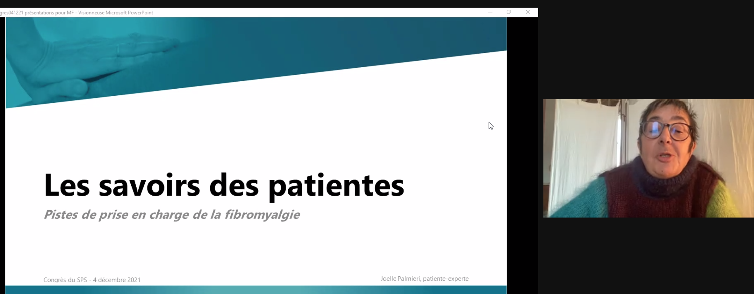Intervention de Joelle Palmieri au congrès du SPS 2021 sur les savoirs des patient·es