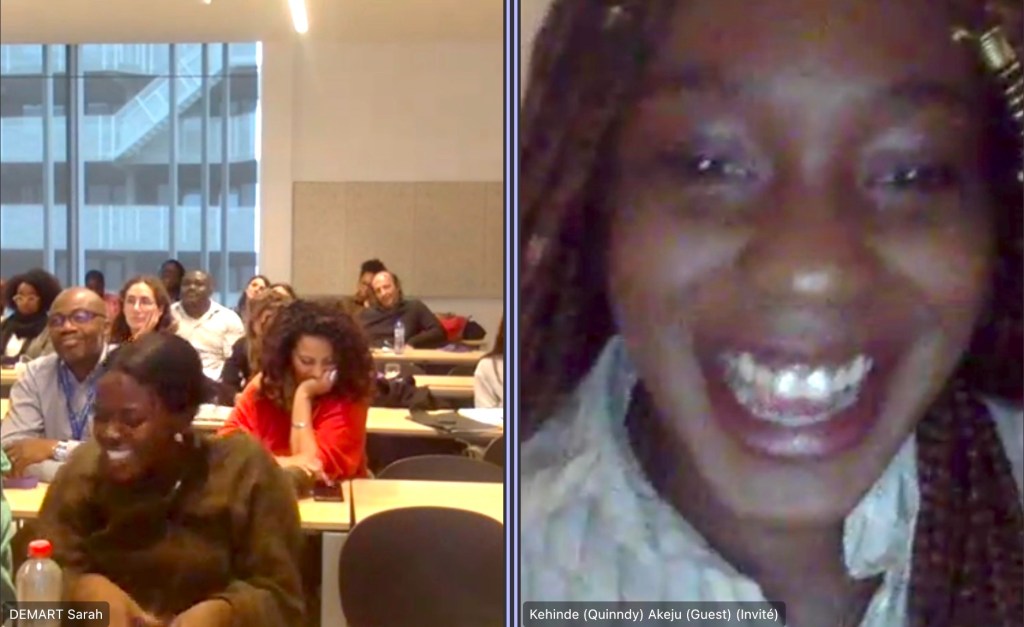 Colloque "Decolonising health: A new anti-racist and research approach or a buzzword to address social justice agenda?”, panel « Santé, inégalités raciales et intersectionnalité » organisé par Clara Affun-Adegbulu et Sarah Demart de l'Université libre de Bruxelles. Quinndy Akeju, 